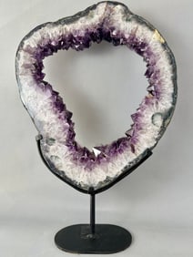 Large Amethyst Geode Ring on Metal Stand