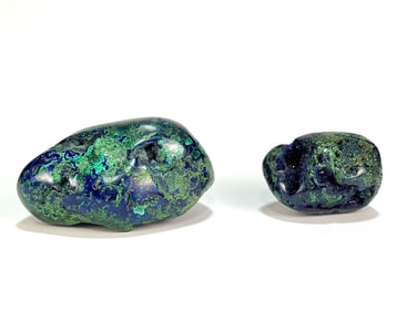 Two Polished Azurite and Malachite Specimens