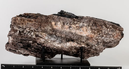 Large Black Tourmaline and Golden Mica Specimen