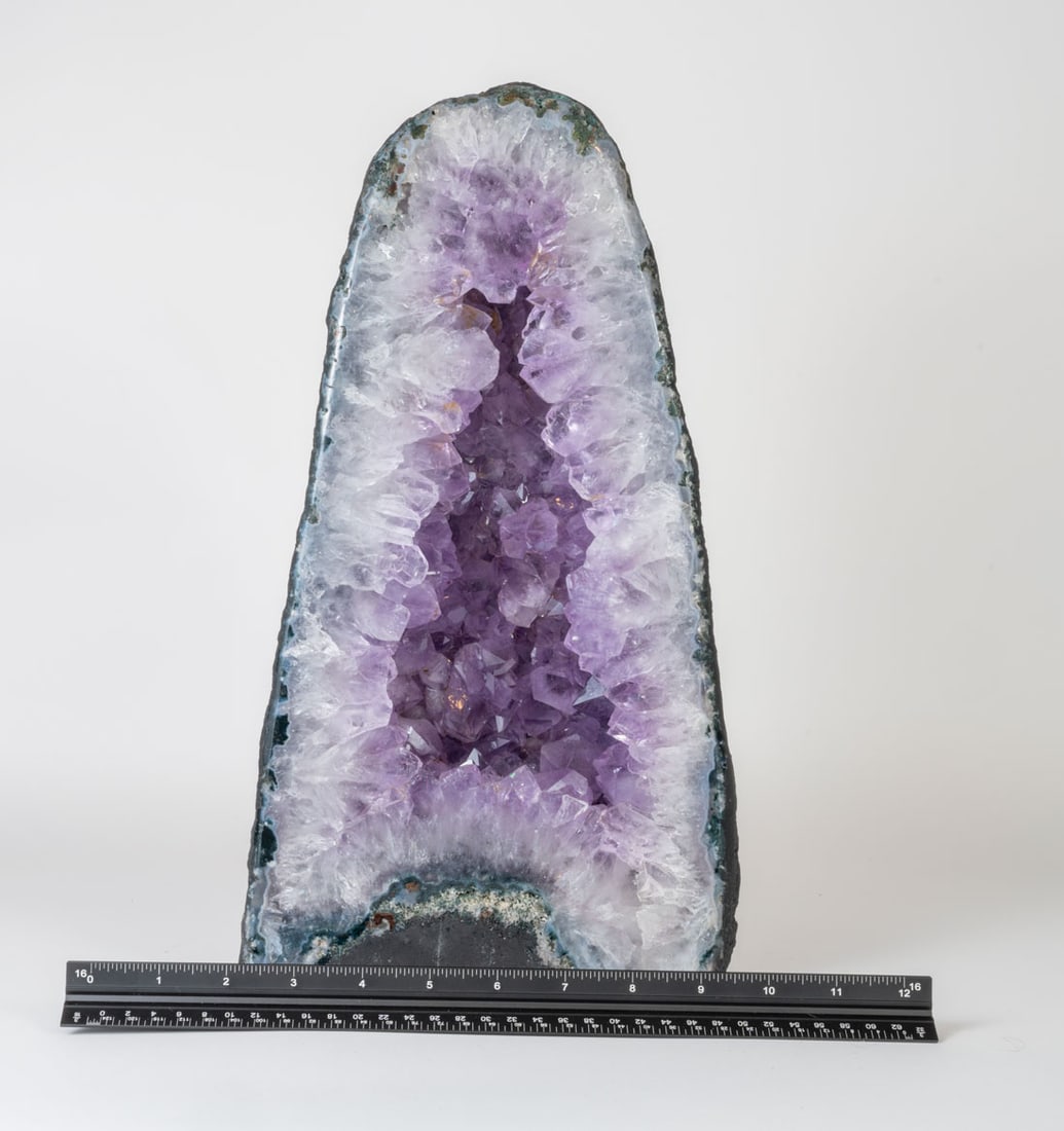 Amethyst Cathedral Geode: Amethyst cathedral geode. 14.25" x 7.5" x 5.25". 25 pounds.