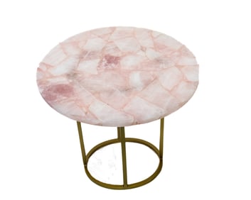 Inlaid Rose Quartz Accent Table