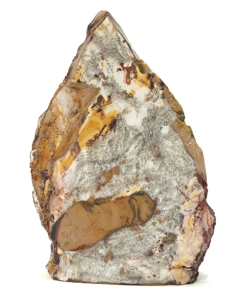 Unpolished Cut Base Mookaite Formation: Unpolished cut base mookaite formation from Australia. 9.75" x 7" x 4". 10 pounds, 4 ounces.