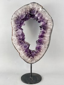 Amethyst Geode Ring on Metal Stand