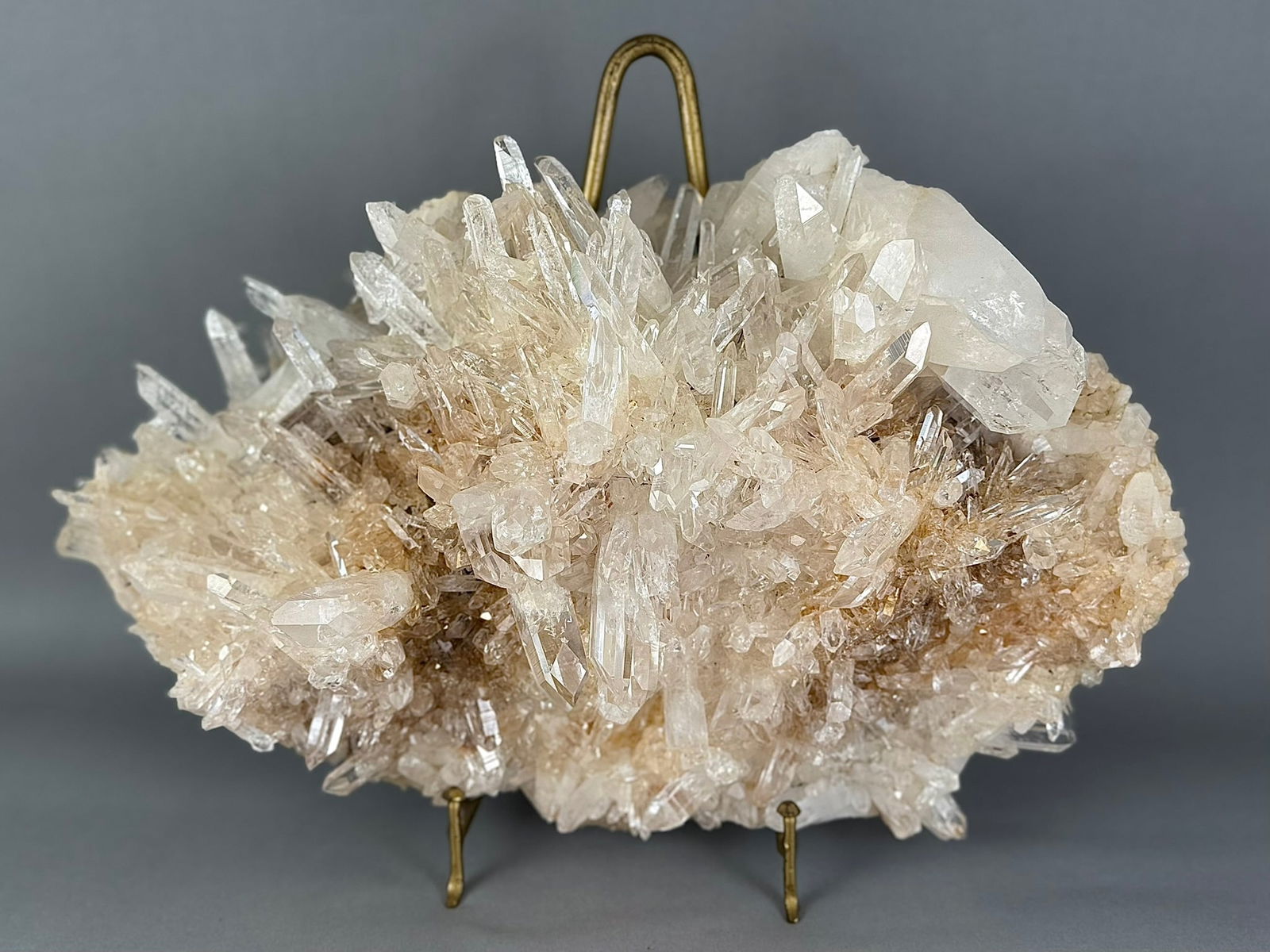 Rare Blue Smoke Quartz Needle Cluster: New find! Beautiful and rare Blue Smoke Quartz needle cluster from La Belleza, Santander, Colombia. 12.5” x 20” x 7”. 33 pounds, 6 ounces.