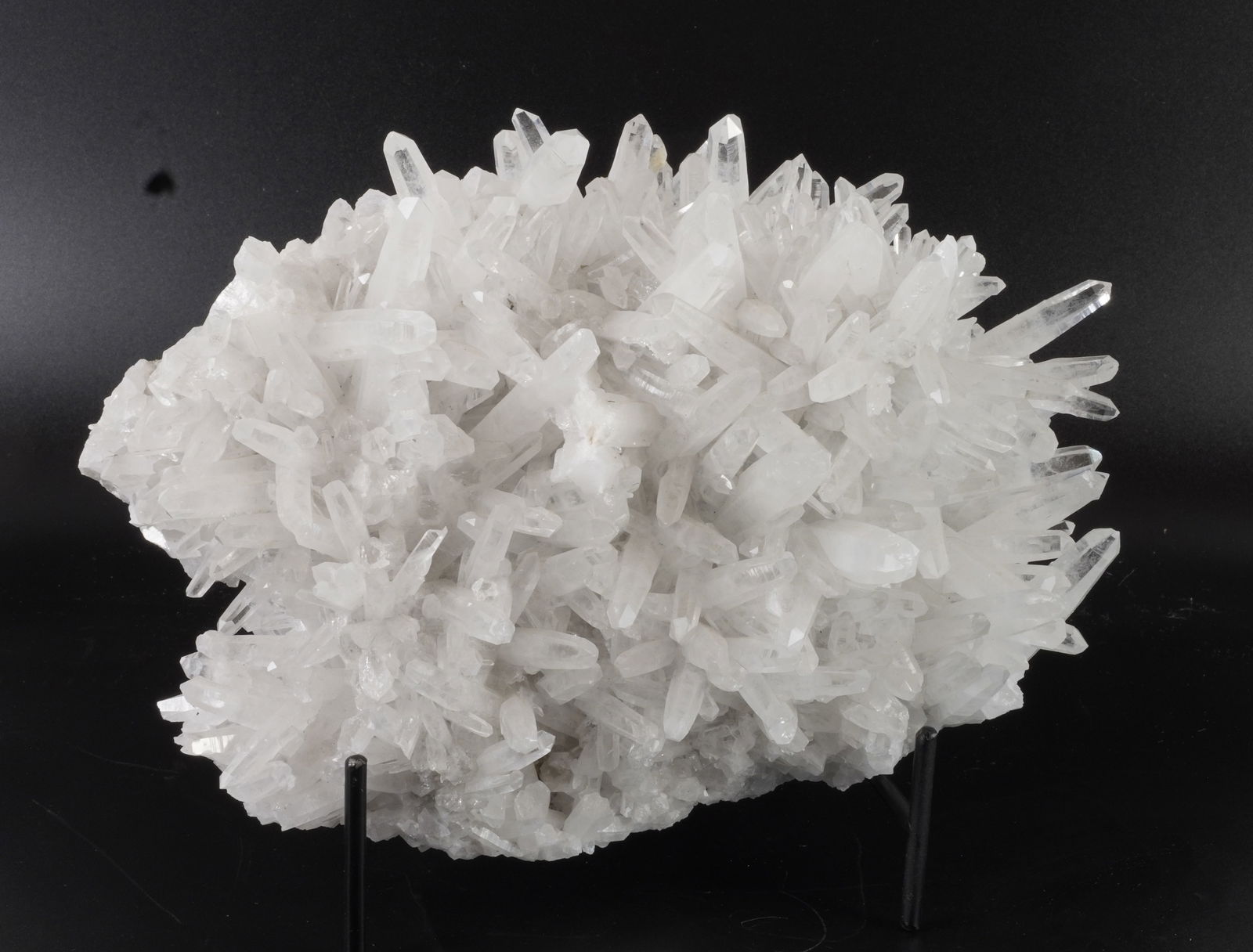 Pyrite and Quartz Cluster: Dense quartz blades on a pyrite and quartz plate from the Huanzala mine in Peru. 6" x 9.5" x 4". 6 pounds, 4 ounces.