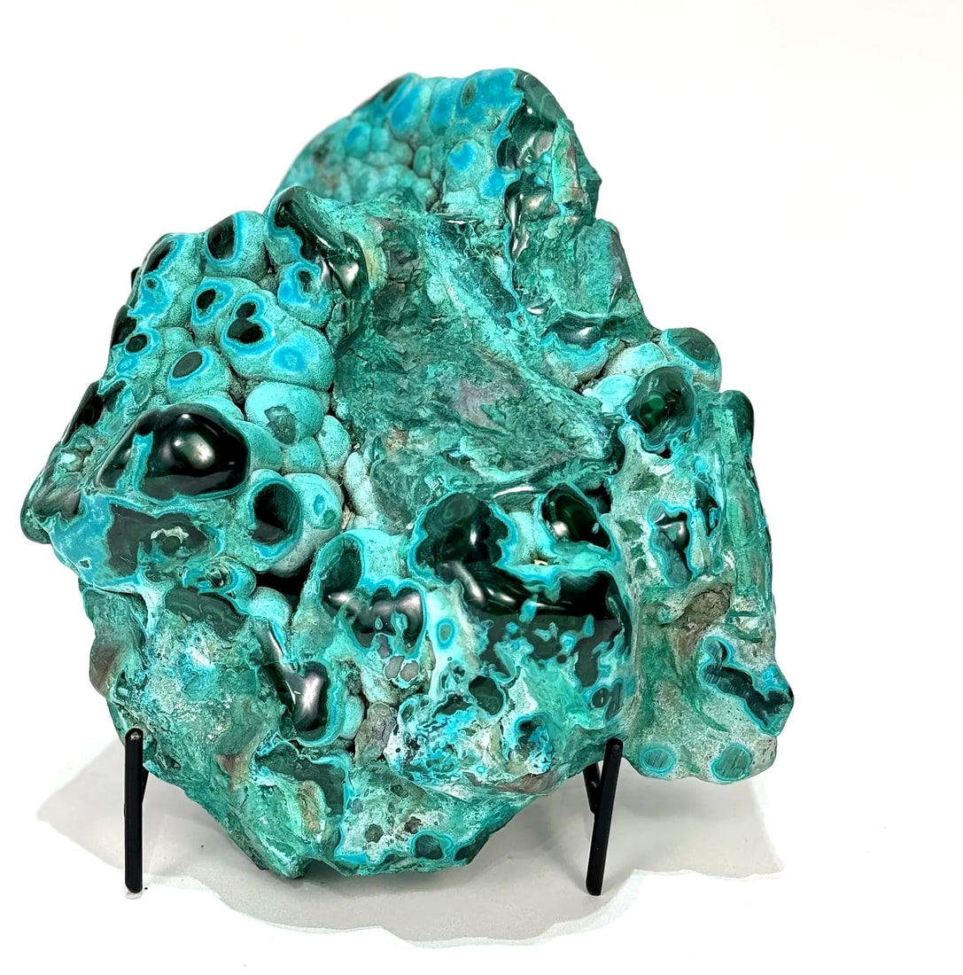 Polished Chrysocolla and Malachite Formation: Polished chrysocolla and malachite formation from the DR Congo. 7” x 8” x 7.5”. 10 pounds, 12 ounces.
