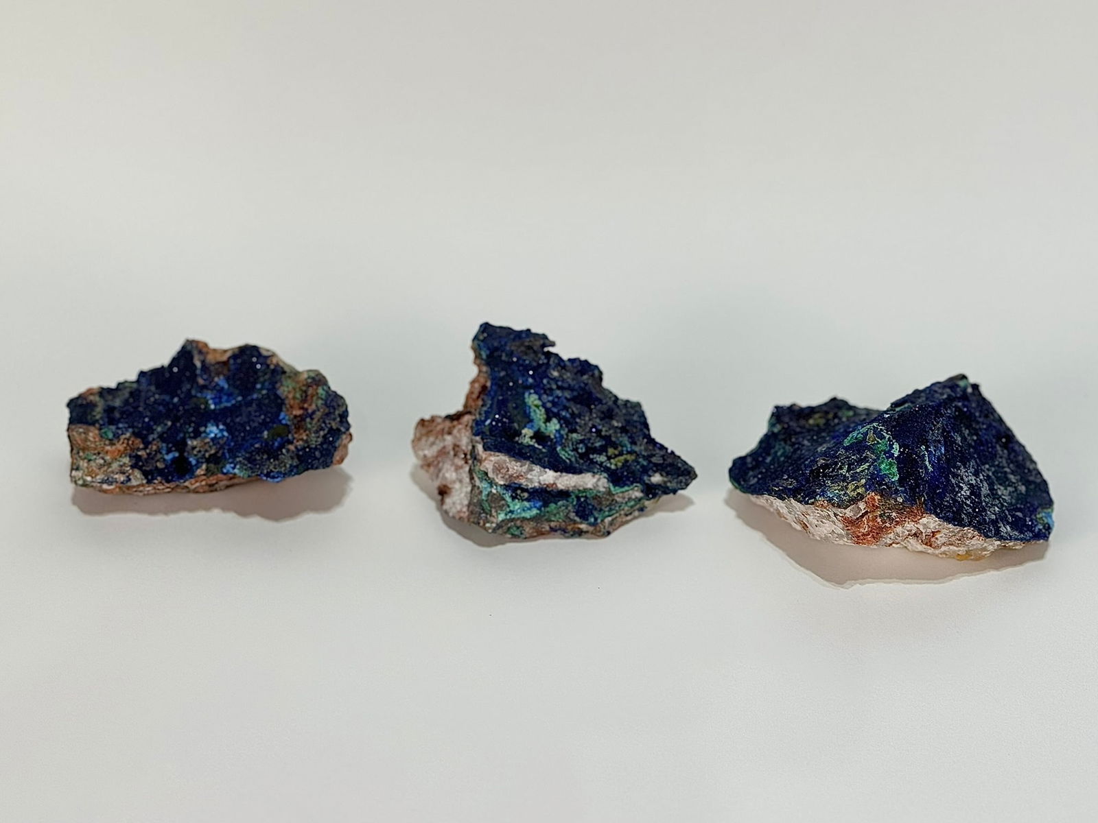 Three Azurite Formations: Three azurite formations from Morocco. 700 grams.
