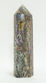 Fluorite and Druzy Obelisk With Caverns
