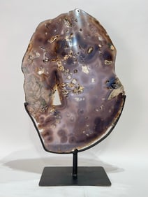 Huge Agate Slice on Custom Metal Stand