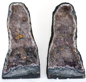 Huge Amethyst Cathedral Geode Pair