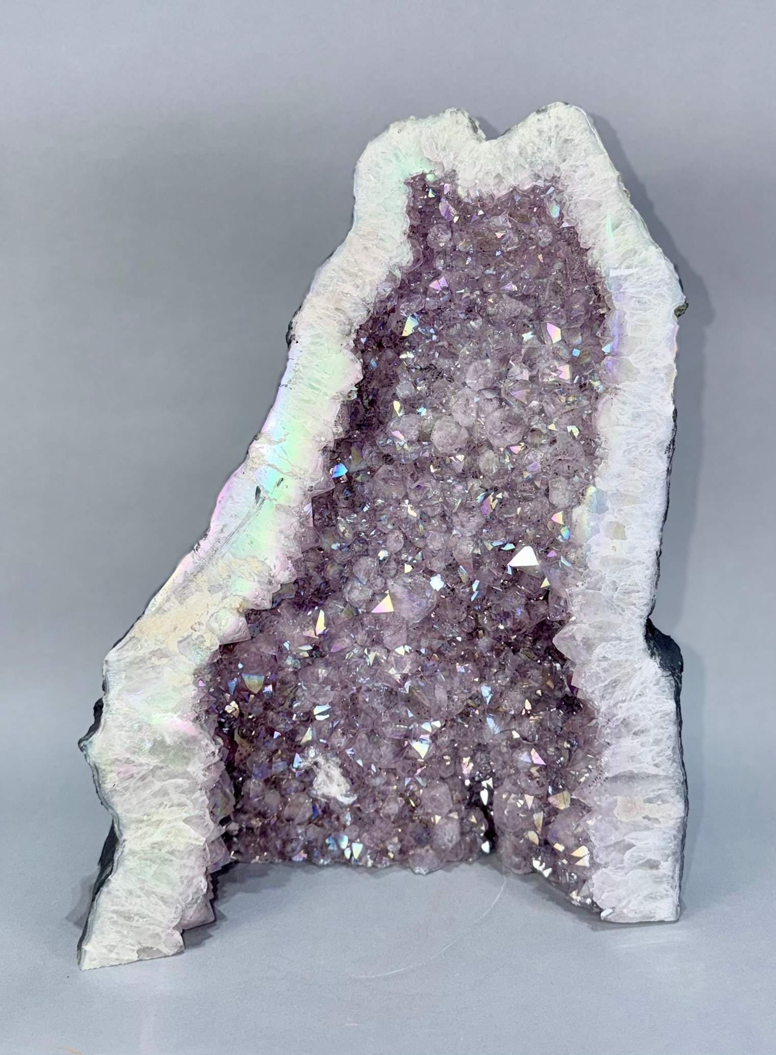 Titanium Aura Rainbow Amethyst Cathedral Geode - 2
