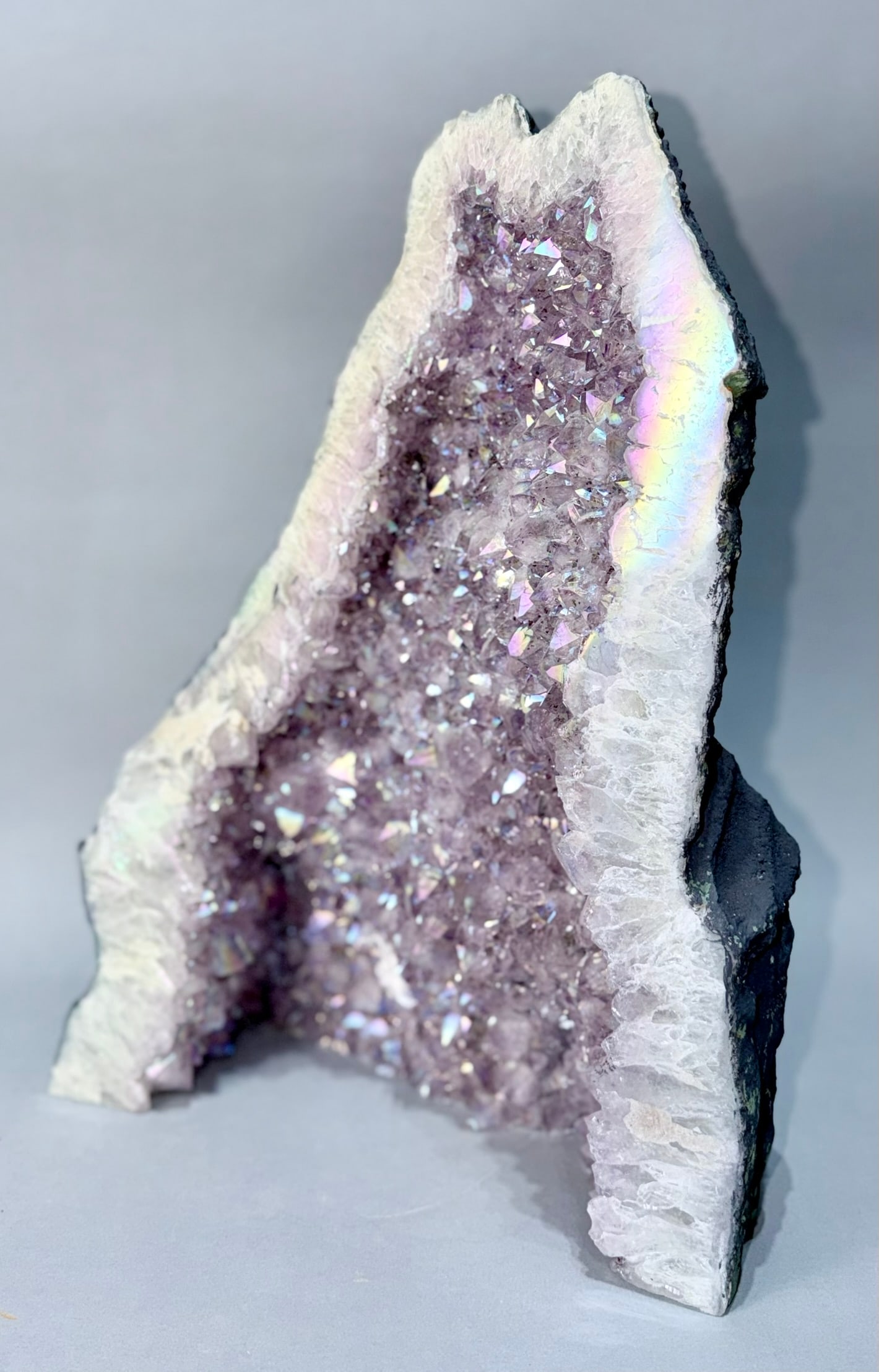 Titanium Aura Rainbow Amethyst Cathedral Geode - 4