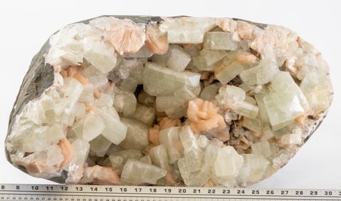 Massive 109 Pound Green Apophyllite and Peach Stilbite Geode