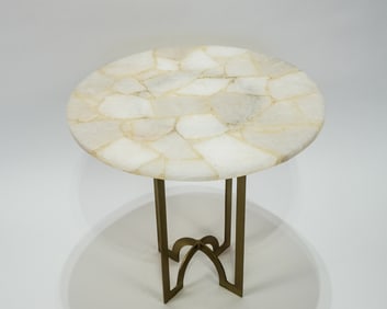 Inlaid Quartz Side Table