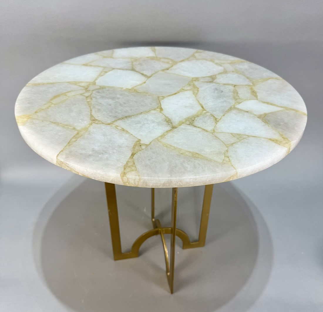 Inlaid Quartz Side Table - 2