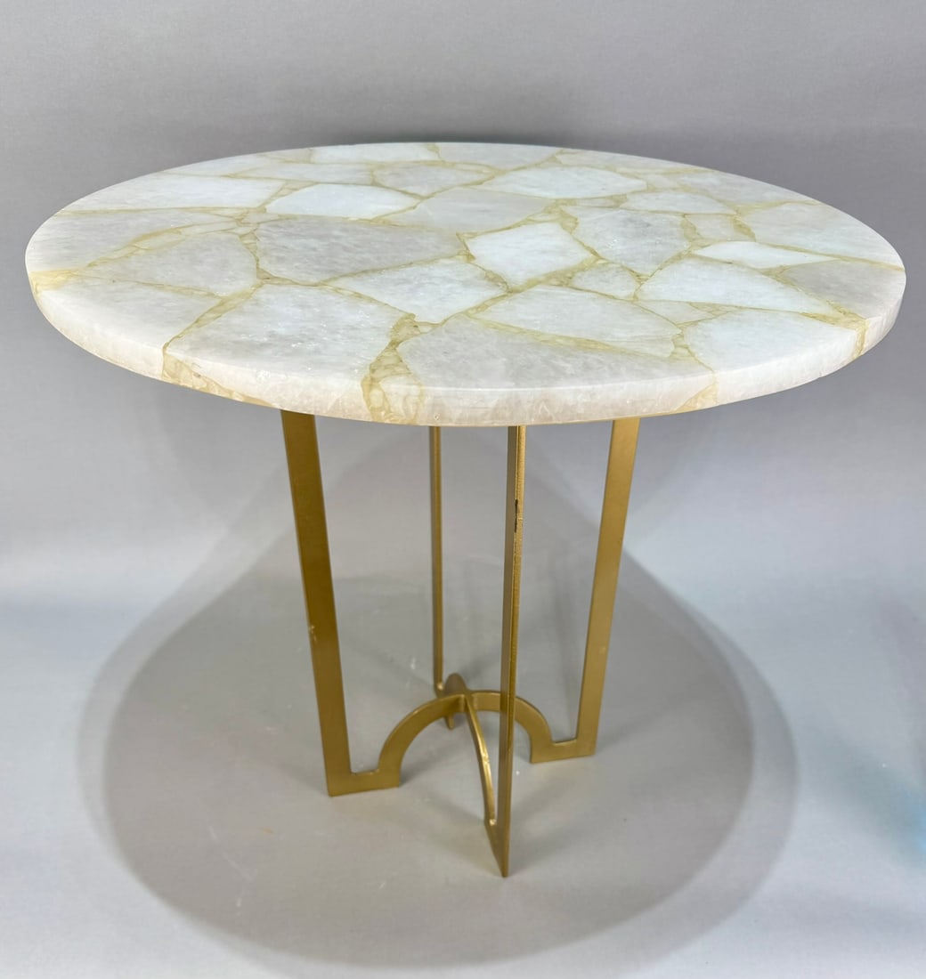 Inlaid Quartz Side Table - 4