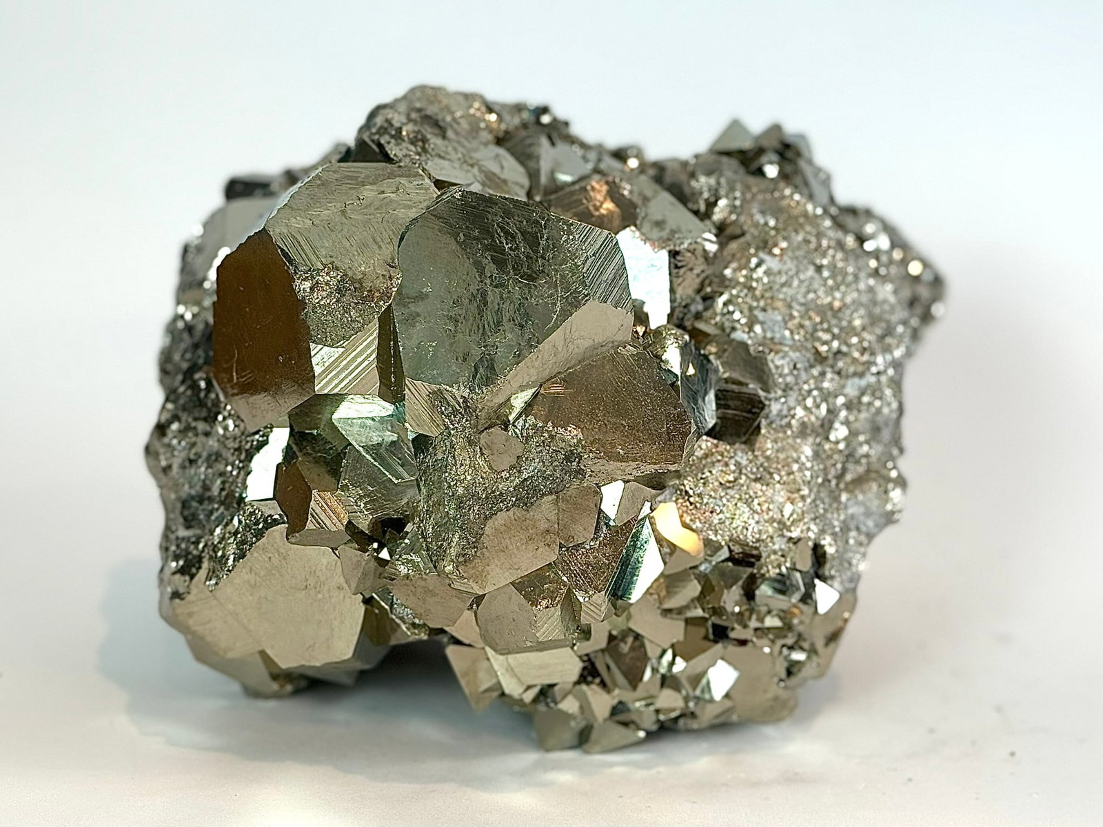 Large Rare Octahedral Pyrite Formation: Large, rare octahedral pyrite formation from Peru. 7” x 7” x 6”. 23 pounds, 2 ounces.