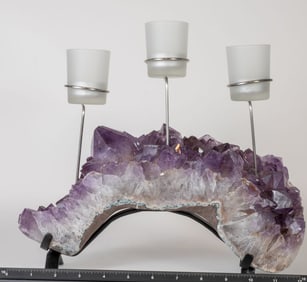 Amethyst Crystal Cluster Candelabra