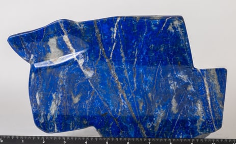 Polished Lapis Lazuli Freeform with Pyrite and Calcite Streaking