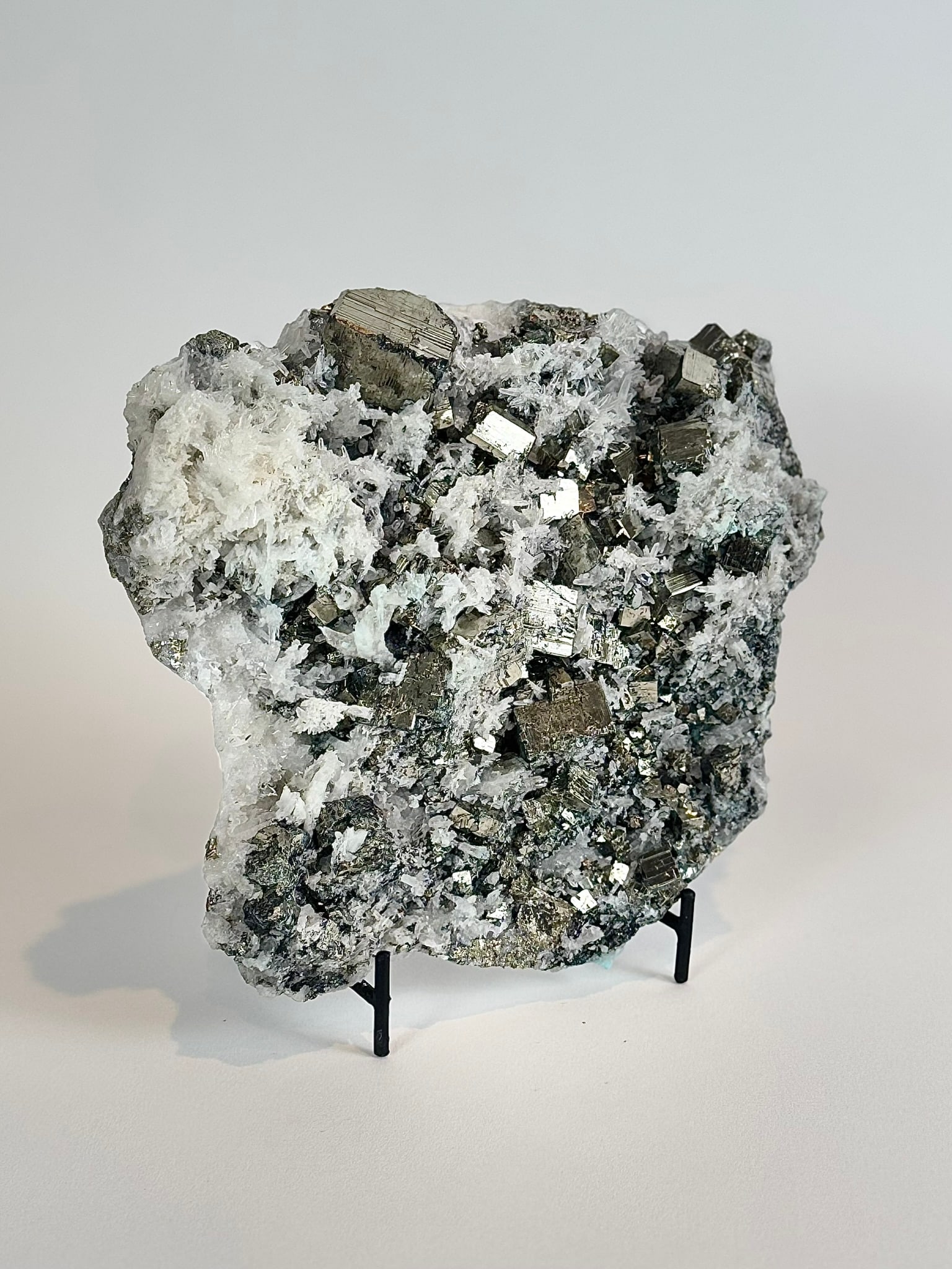 Cubic Pyrite and Quartz Plate - 3