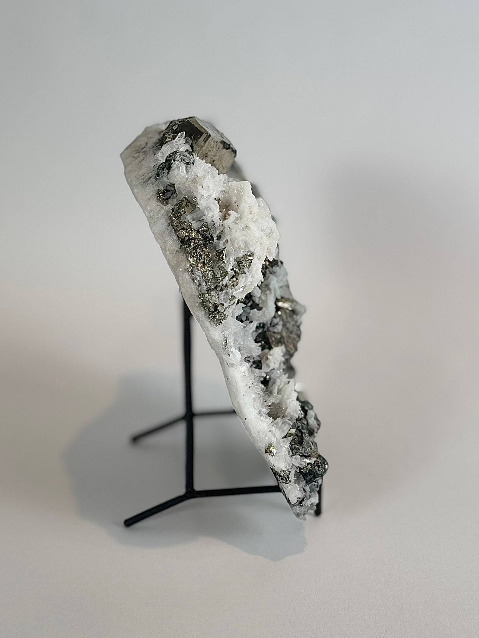 Cubic Pyrite and Quartz Plate - 4