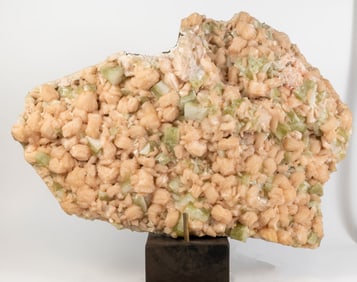 Massive Green Apophyllite and Peach Stilbite Plate