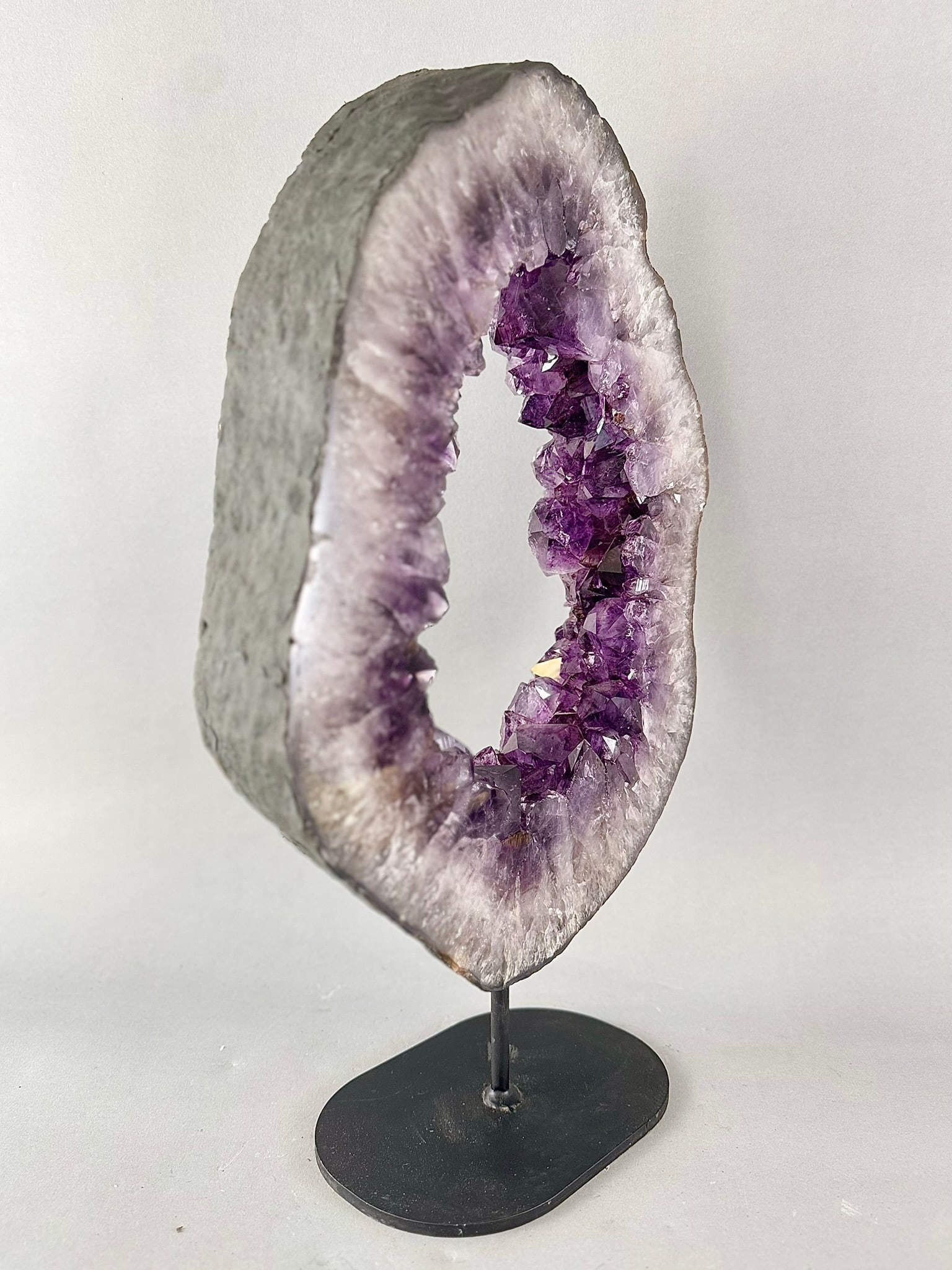 Amethyst Geode Ring on Metal Stand - 4