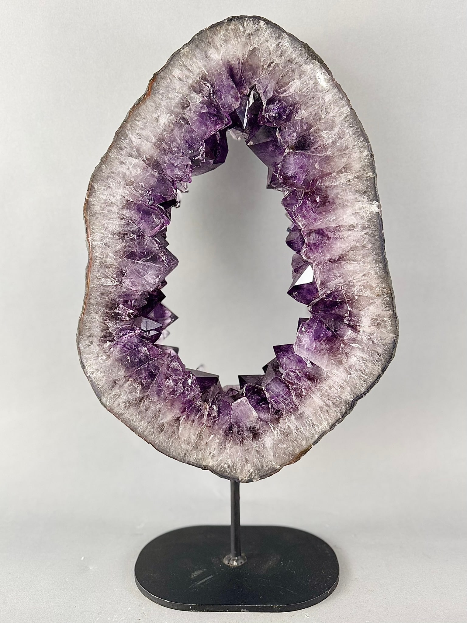 Amethyst Geode Ring on Metal Stand - 6