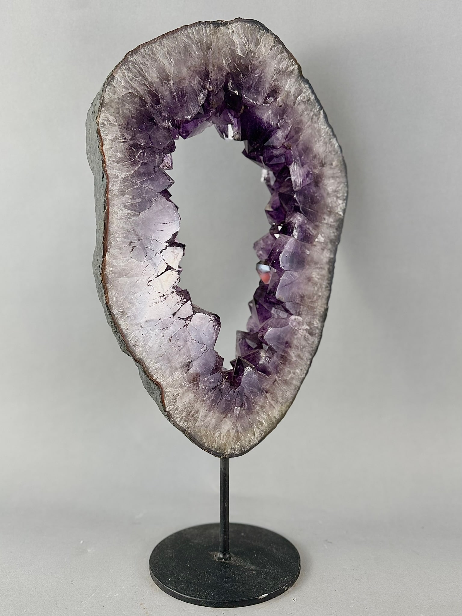 Amethyst Geode Ring on Metal Stand - 3