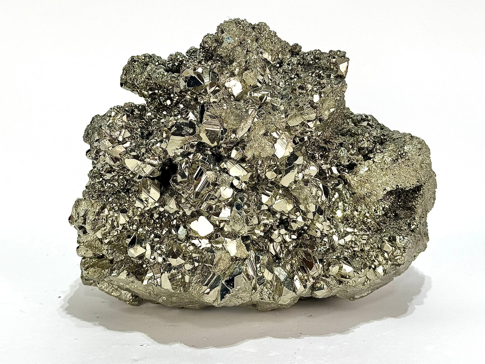 Top-notch Large Pyrite Formation: Stunning, bright and extra large top-quality pyrite formation from the Huanzala Mine in Ancash, Peru. 7” x 9.5” x 6”. 29 pounds, 15 ounces.