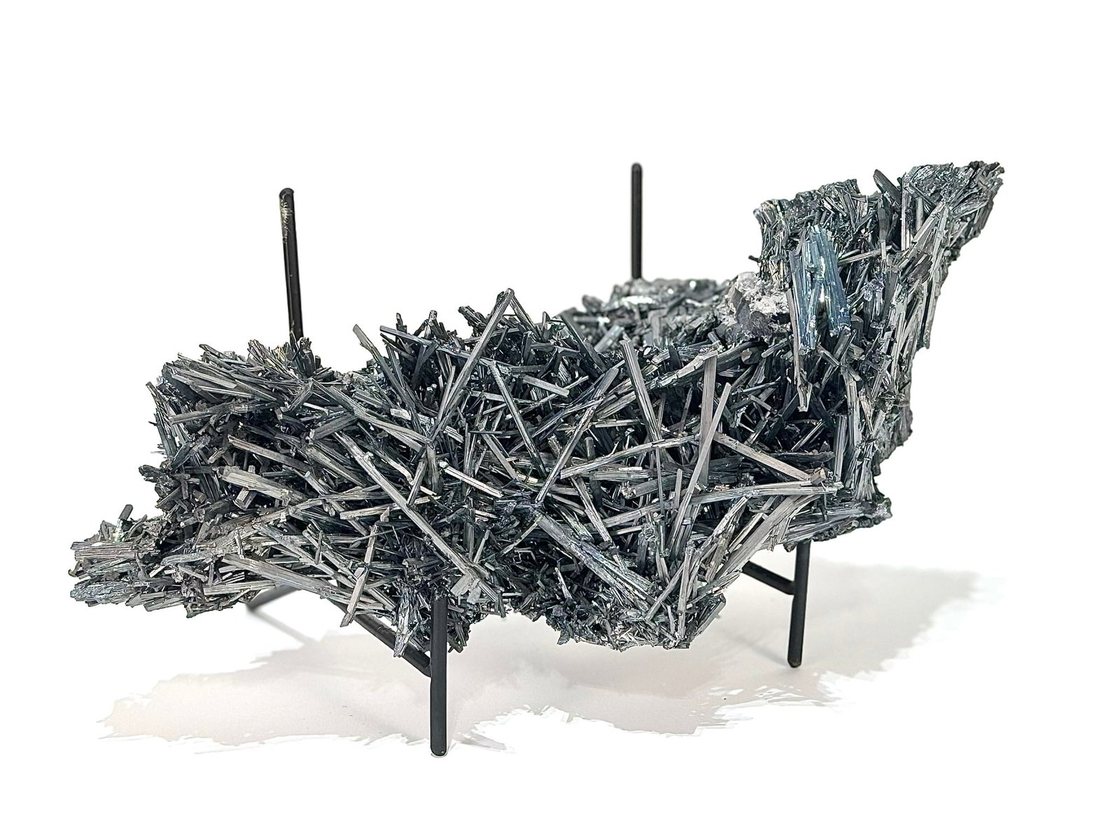 Magnificent Stibnite Formation: Magnificent stibnite formation from China. 11” x 5.75" x 4.75". 5 lbs, 3 oz. NOTE: THIS LOT IS DELICATE AND CANNOT BE SHIPPED. IT MUST BE PICKED UP IN PERSON.