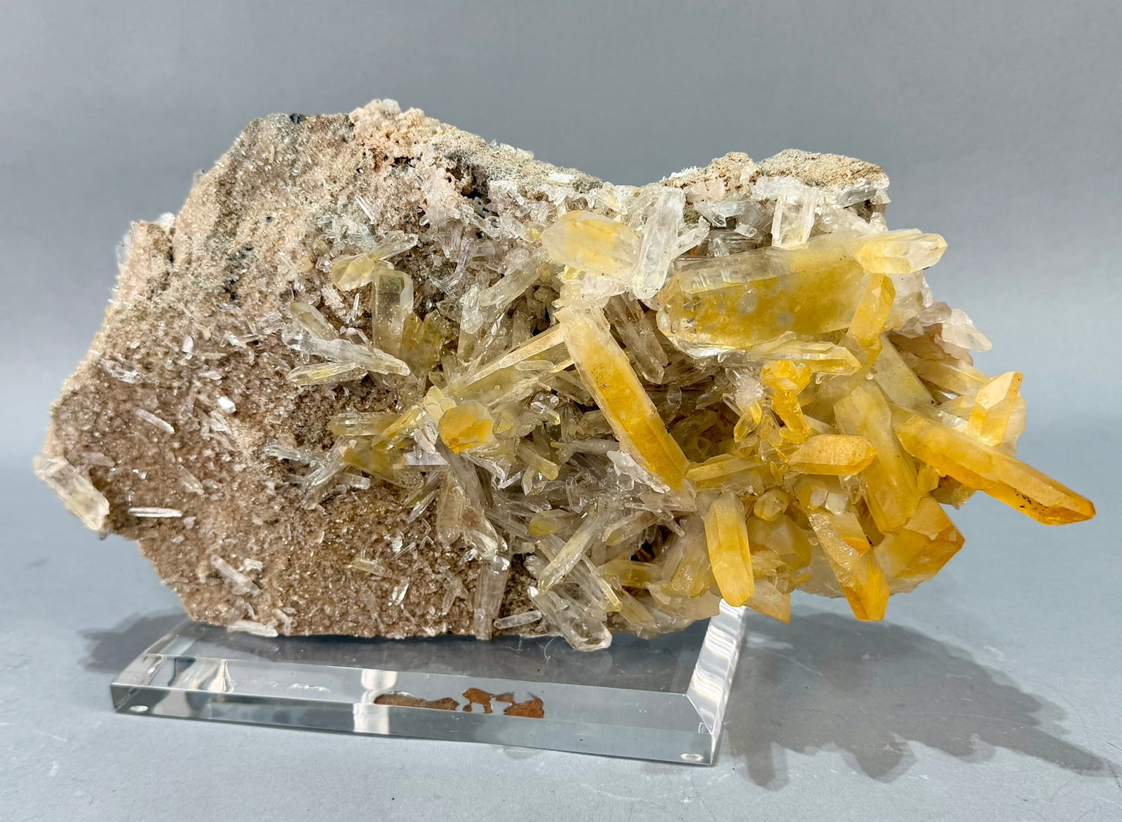 Double-sided Golden Healer Quartz Cluster on Custom Stand (1 of 12)