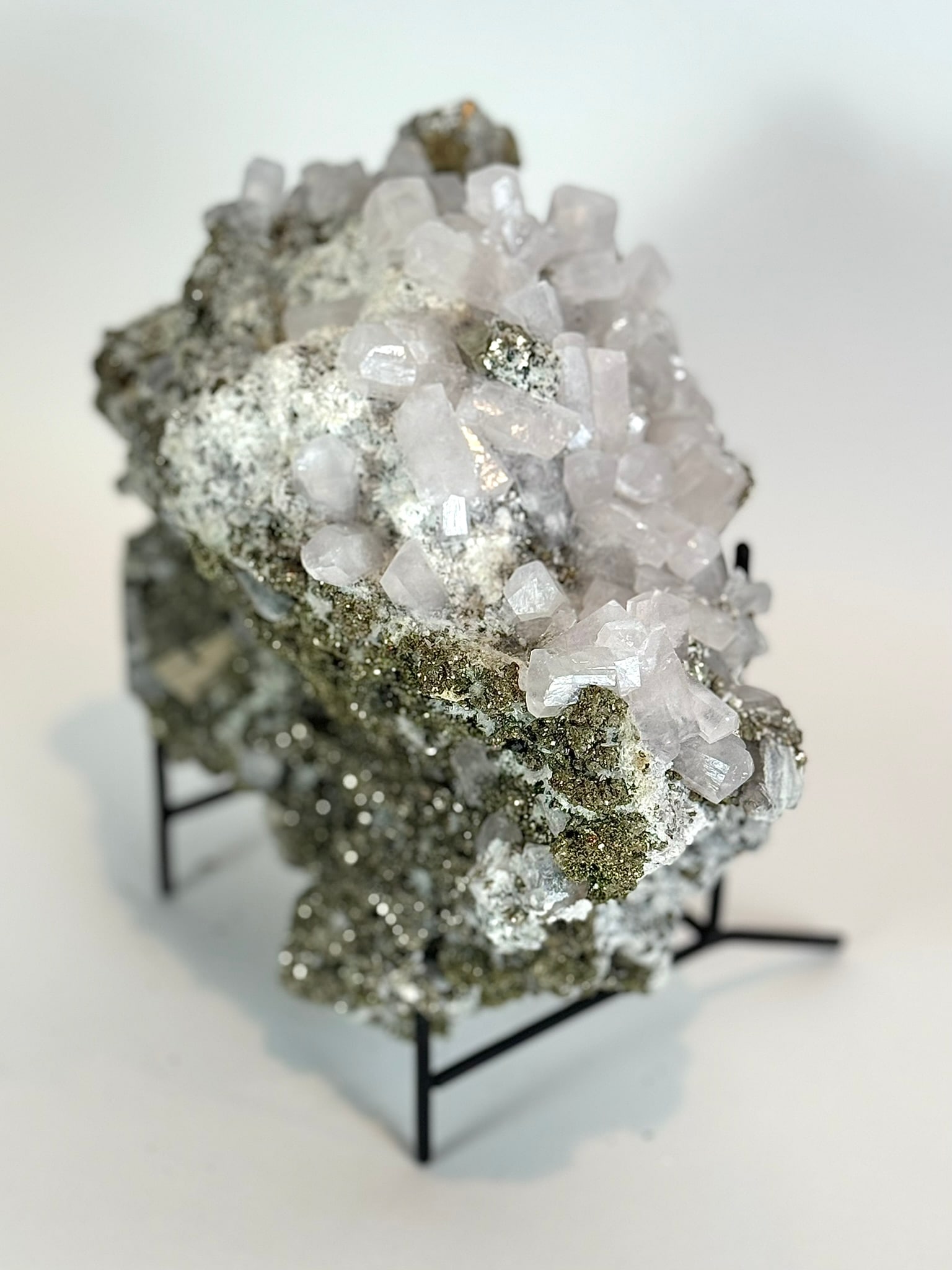 Cubic Pyrite, Chalcopyrite and Fluorescent Calcite Specimen - 3