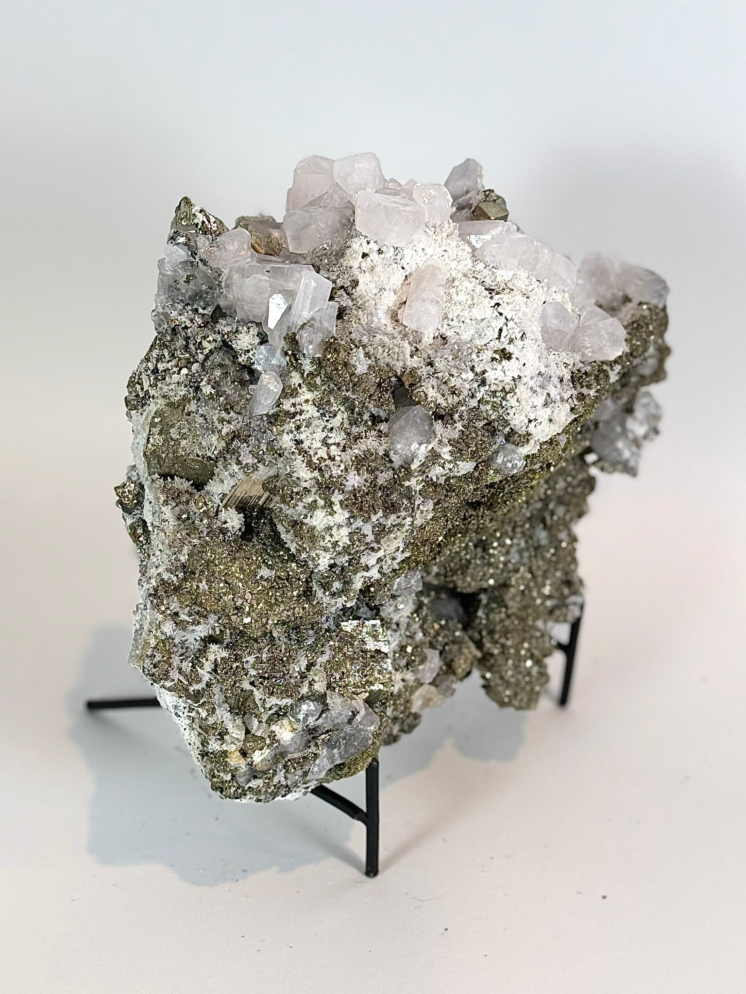 Cubic Pyrite, Chalcopyrite and Fluorescent Calcite Specimen - 5