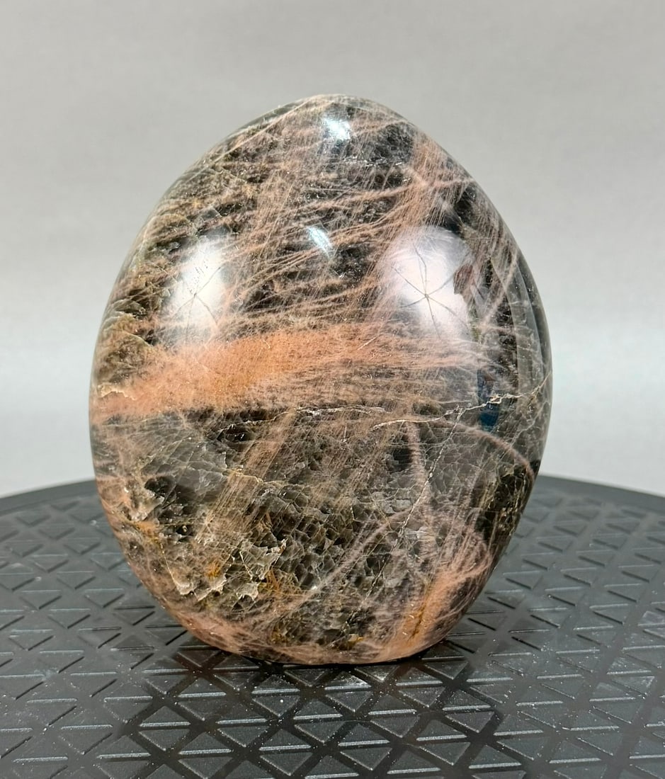 Polished Black Moonstone Freeform: Polished black moonstone freeform from Madagascar. 5” x 4.5" x 2.5". 2 lbs, 15 oz.