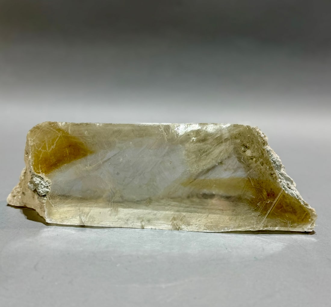 Pyrenees Gypsum Specimen: Large, lucid gypsum specimen from the French Pyrenees. 3.5" x 10" x 3". 4 lb, 8 ounces.