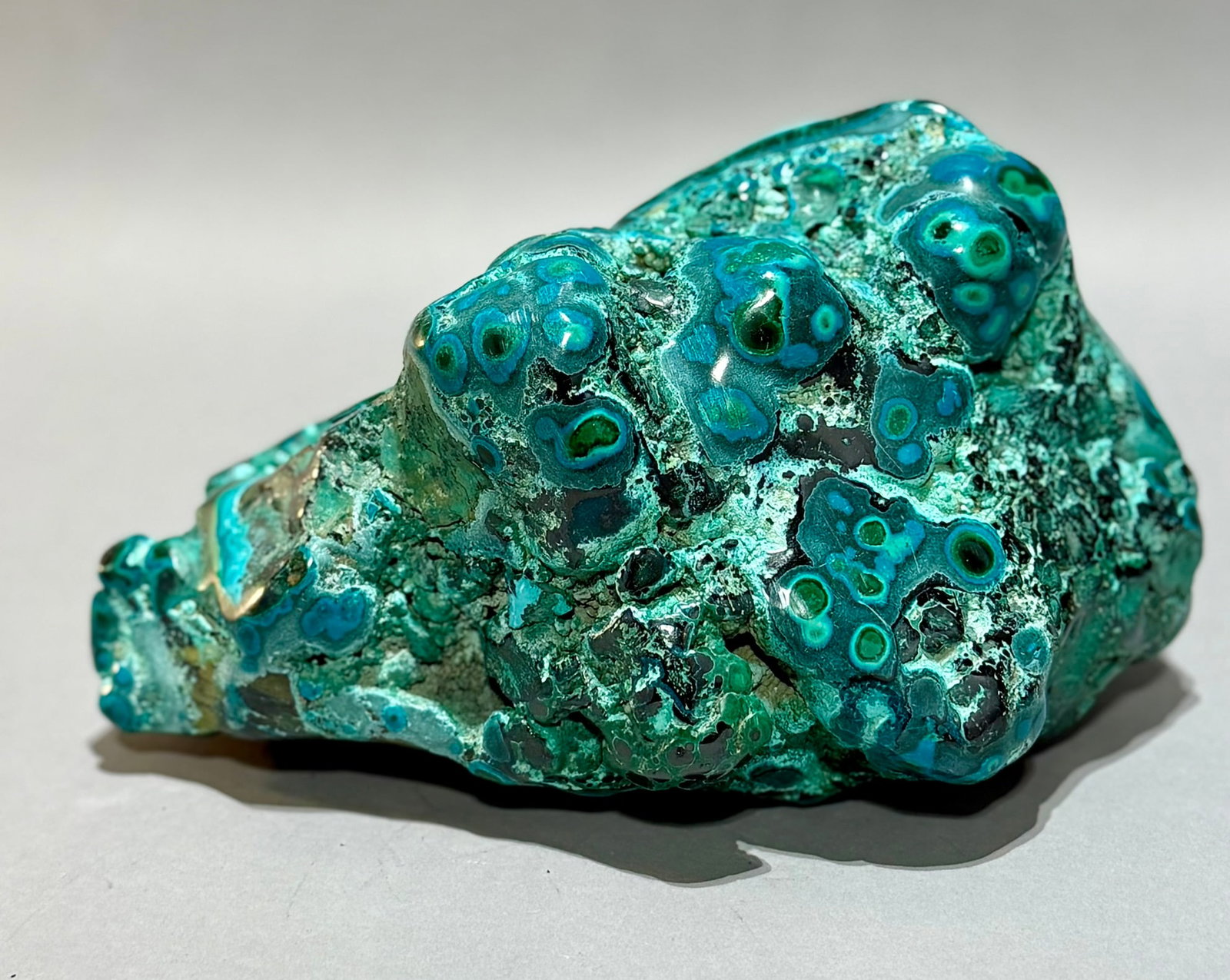 Polished Chrysocolla and Malachite Specimen: Polished chrysocolla and malachite formation from the DR Congo. 5.5" x 9.5" x 5.5". 7 lb, 11 ounces.