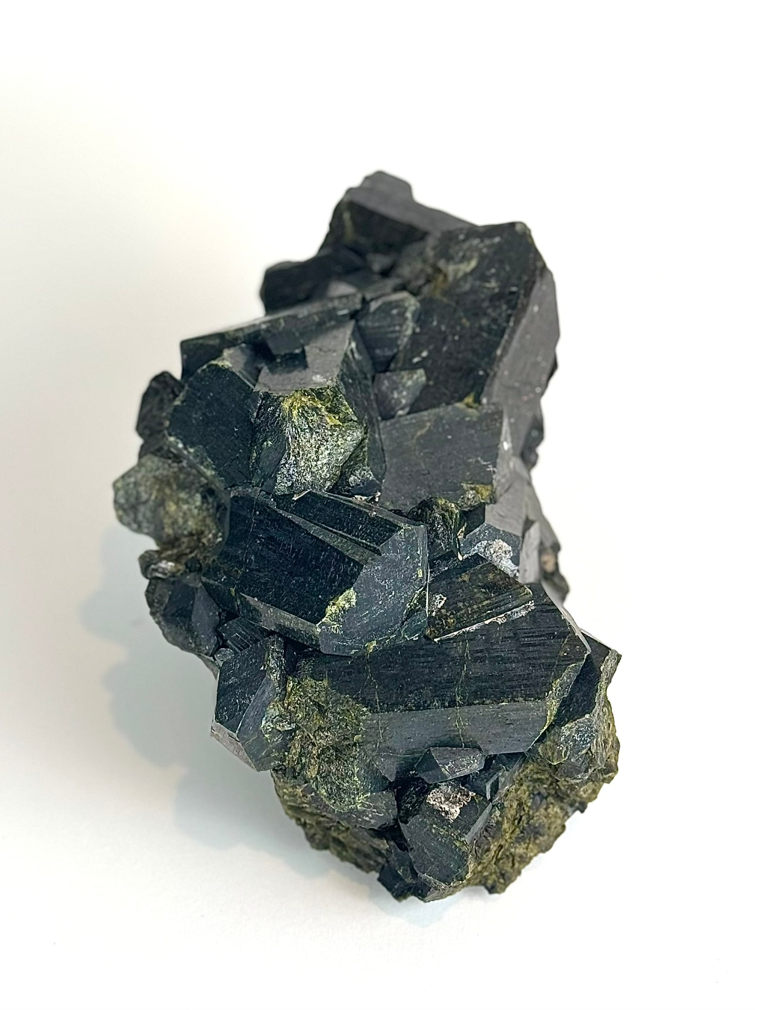 Epidote Formation With Enormous Crystals: Beautiful and rare epidote formation with enormous crystals from Peru. 5.5” x 8.5” x 4.5”. 8 lbs, 14 oz.