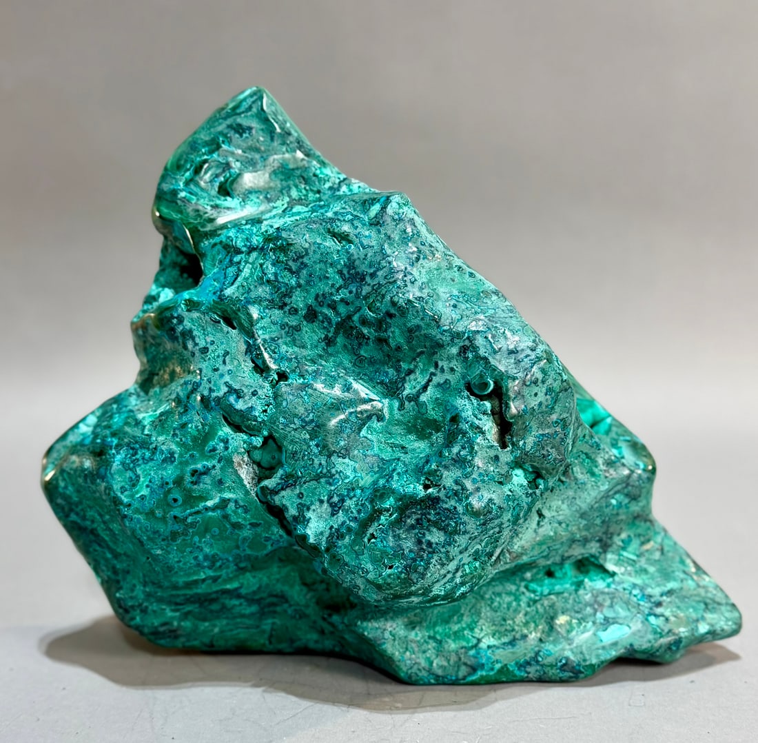 Polished Chrysocolla and Malachite Specimen: Polished chrysocolla and malachite formation from the DR Congo. 10.75" x 9" x 4". 11 lb, 5 ounces.