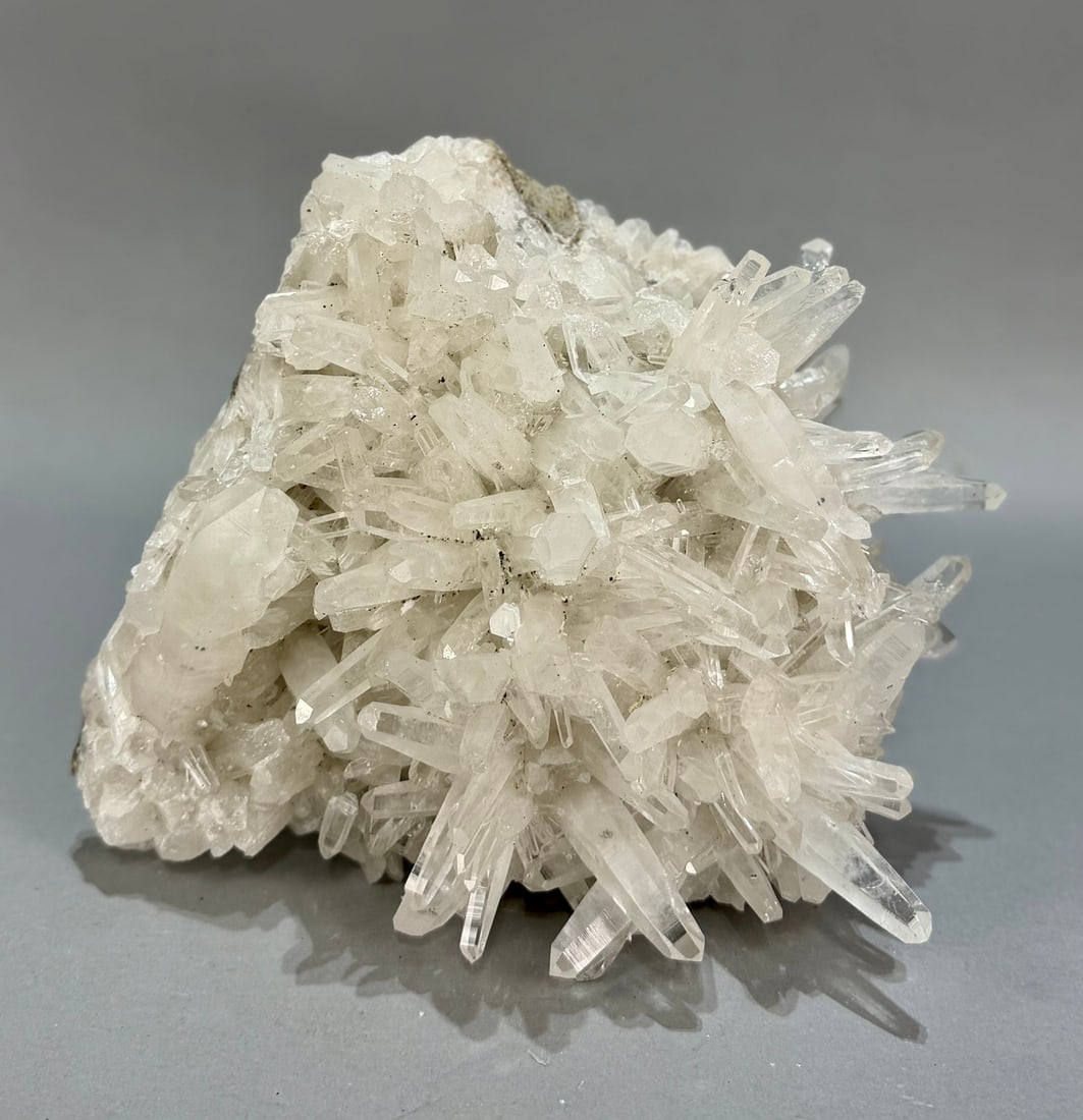 Quartz Crystal Cluster: Highly-crystallized quartz cluster from the Huanzala mine in Peru. 8” x 8” x 5”. 9 lbs, 10 oz.