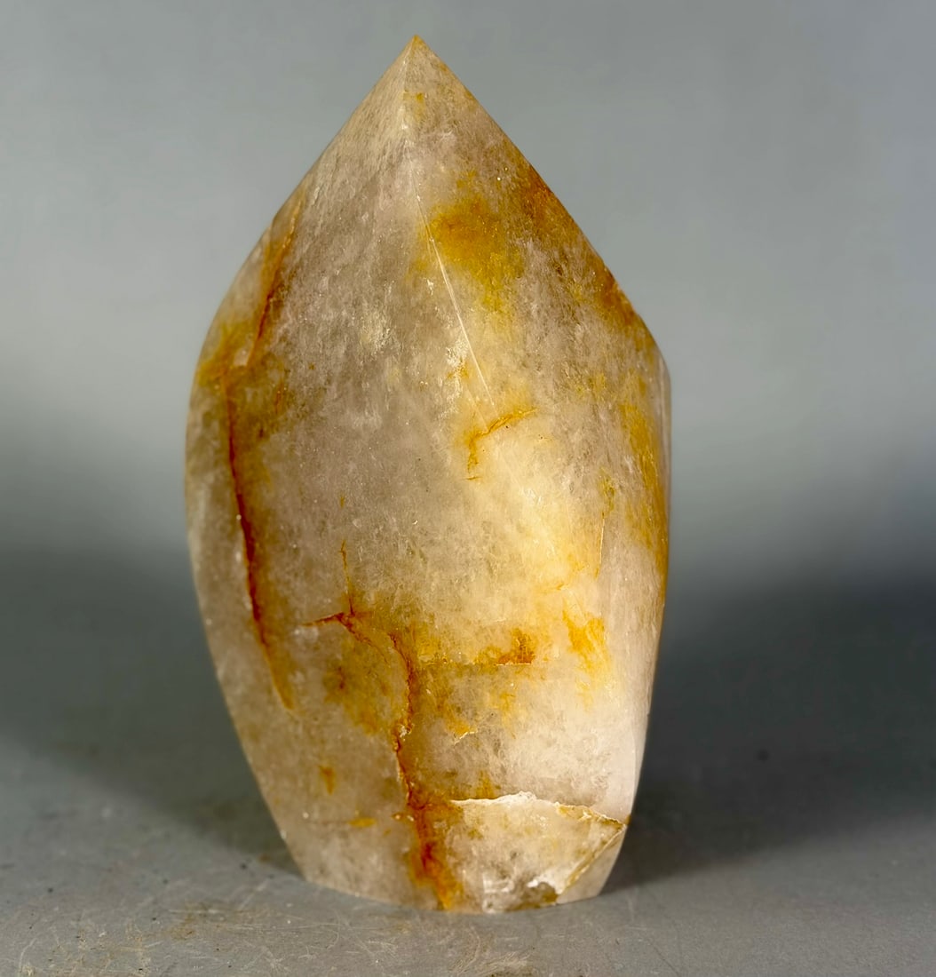 Golden Healer Quartz Crystal Flame: Golden healer quartz crystal flame from Brazil. 8.25” x 5” x 3.5”. 7 lbs, 15 oz.