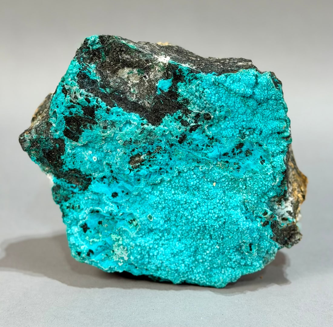 Botryoidal Blue Chrysocolla Specimen: Botryoidal blue chrysocolla specimen from Peru. 6.25" x 6.5" x 3". 5.15 lbs.