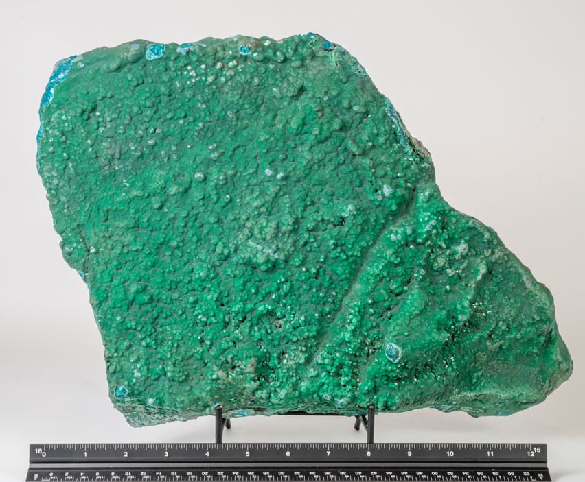 Unpolished Malachite and Chrysocolla Formation: Unpolished malachite and chrysocolla formation from the DR Congo. 10.25" x 13.25" x 2.5". 16 lbs, 11 oz.