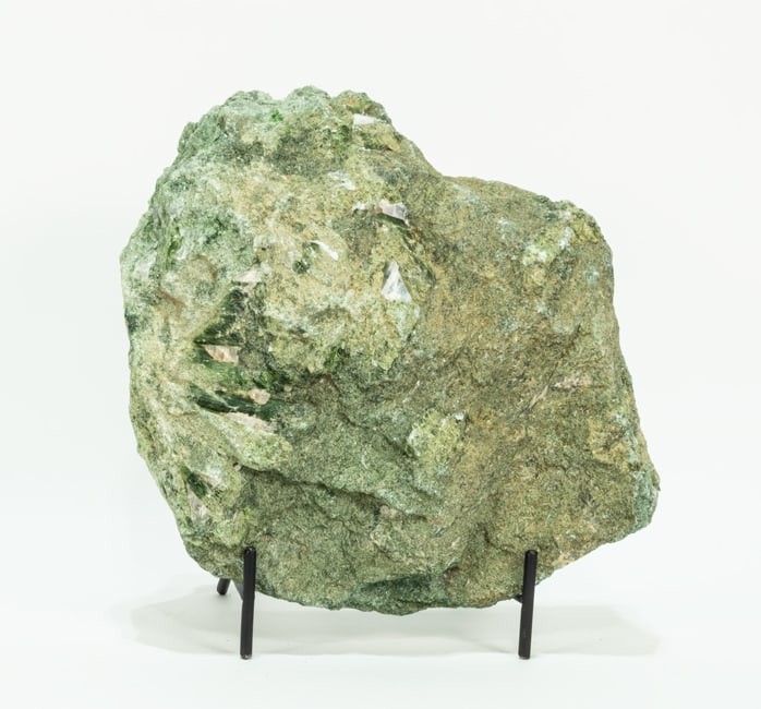 Unpolished Diopside Slab: Unpolished diopside slab from Brazil. 8” x 8.5” x 3". 8 lbs, 3 oz.