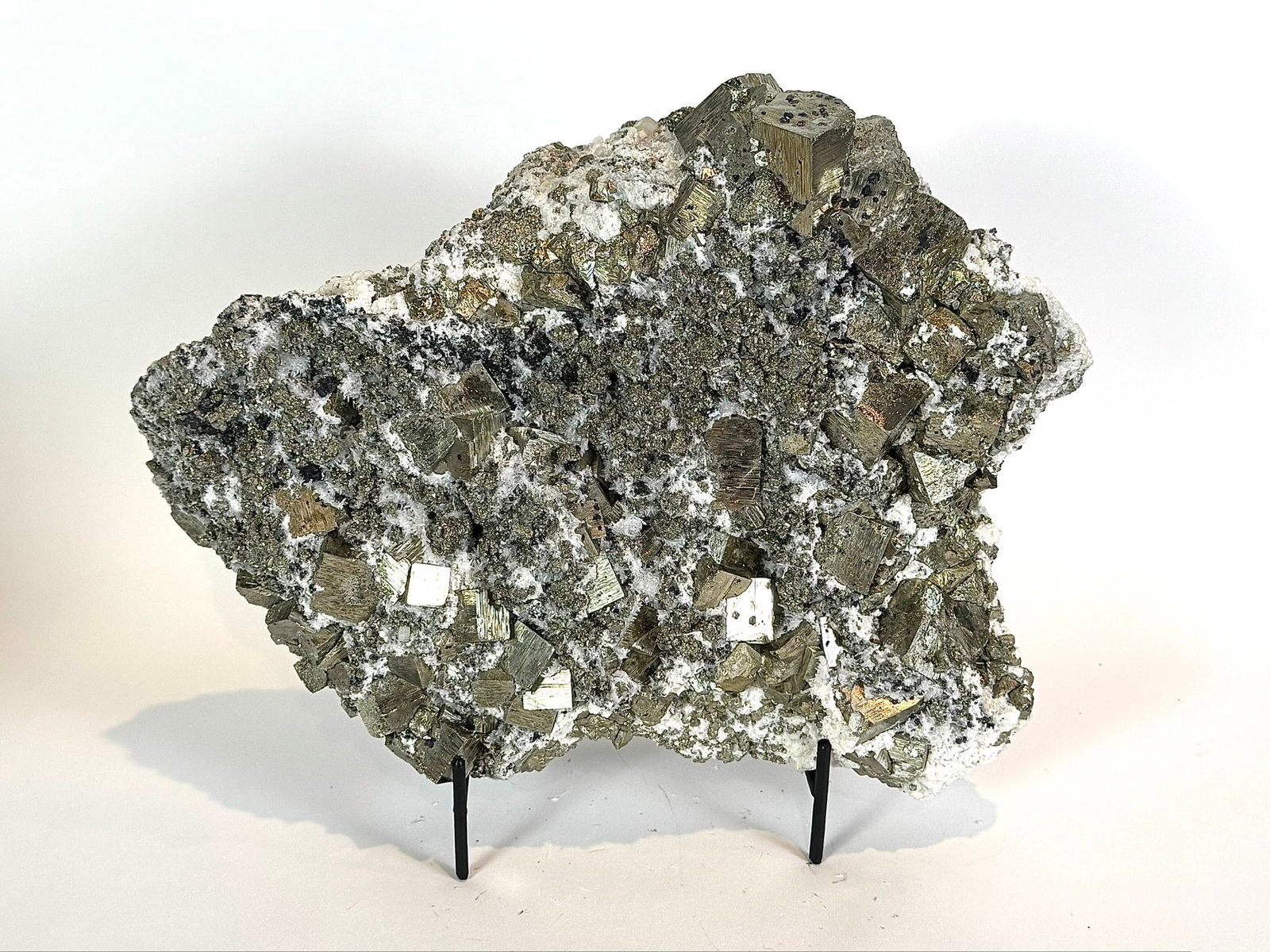 Large Cubic Pyrite, Chalcopyrite and Sphalerite Specimen: Large cubic pyrite, chalcopyrite and sphalerite formation from the Huanzala Mine in Ancash, Peru. 9.5" x 12" x 5.5". 20 lbs, 6 oz.