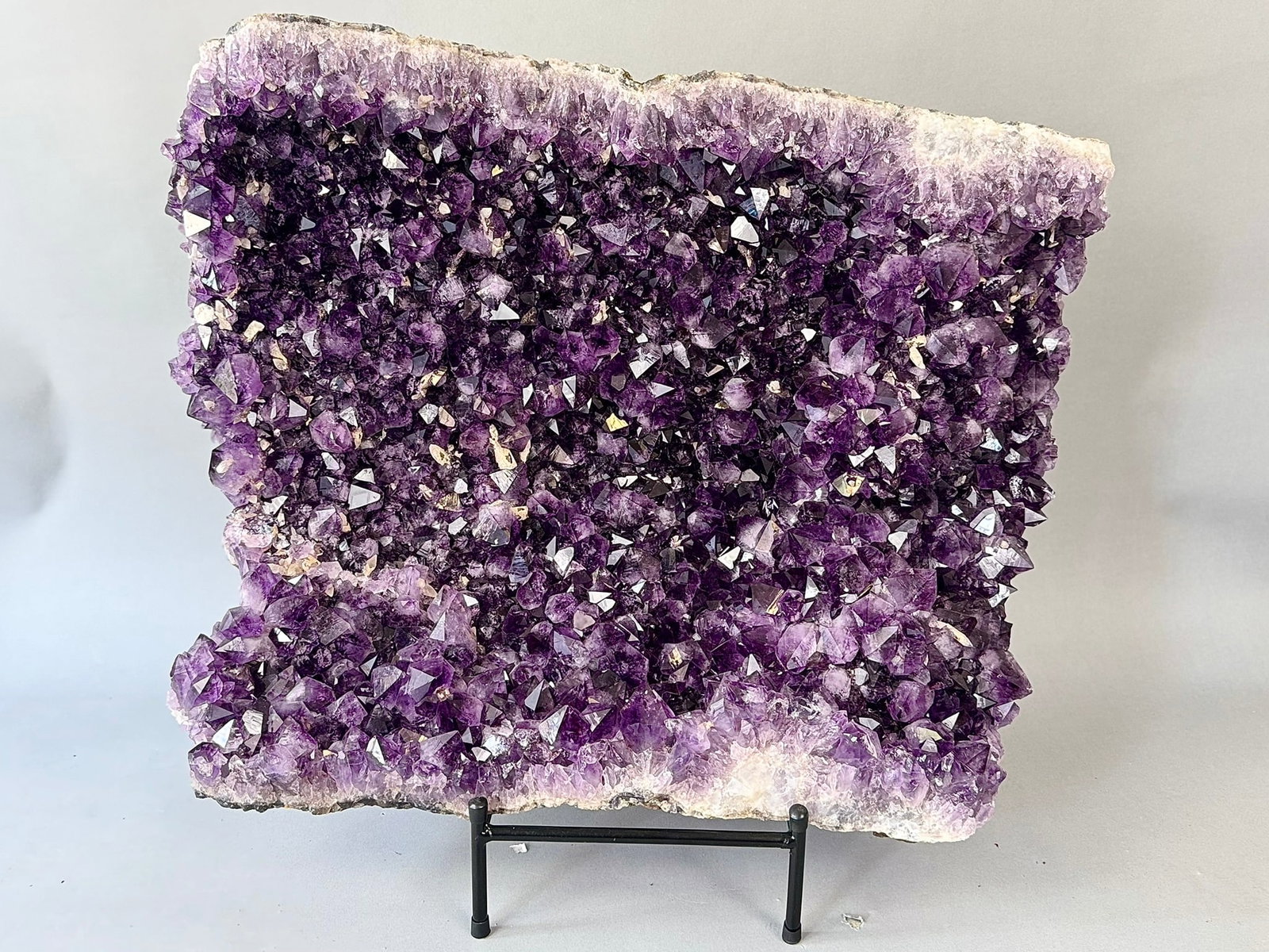 93 Pound Amethyst Cluster Plate - MONUMENT: 93 pound dark amethyst cluster plate from Brazil. 19" x 24" x 5". 93 lbs, 7 oz.