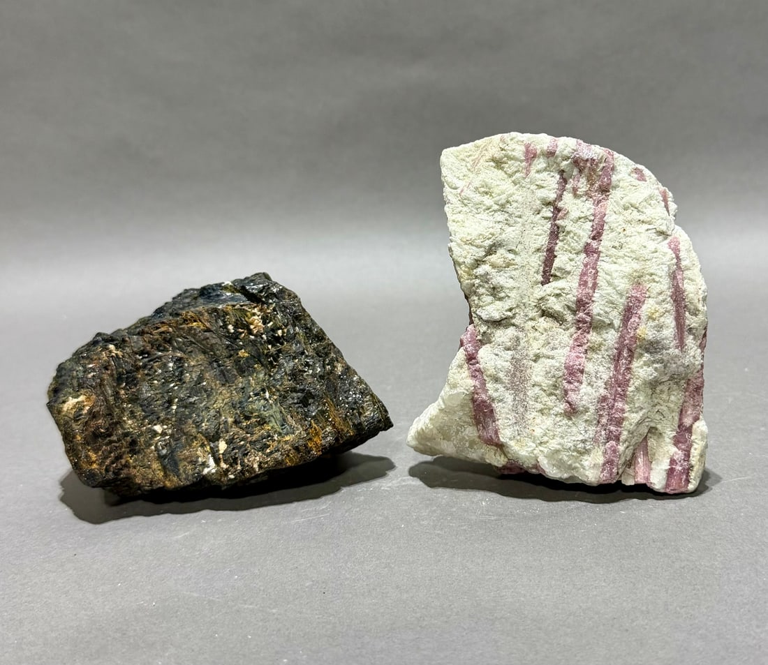 Two Tourmaline Specimens: Two tourmaline specimens from Brazil. 3.8 pounds total weight.