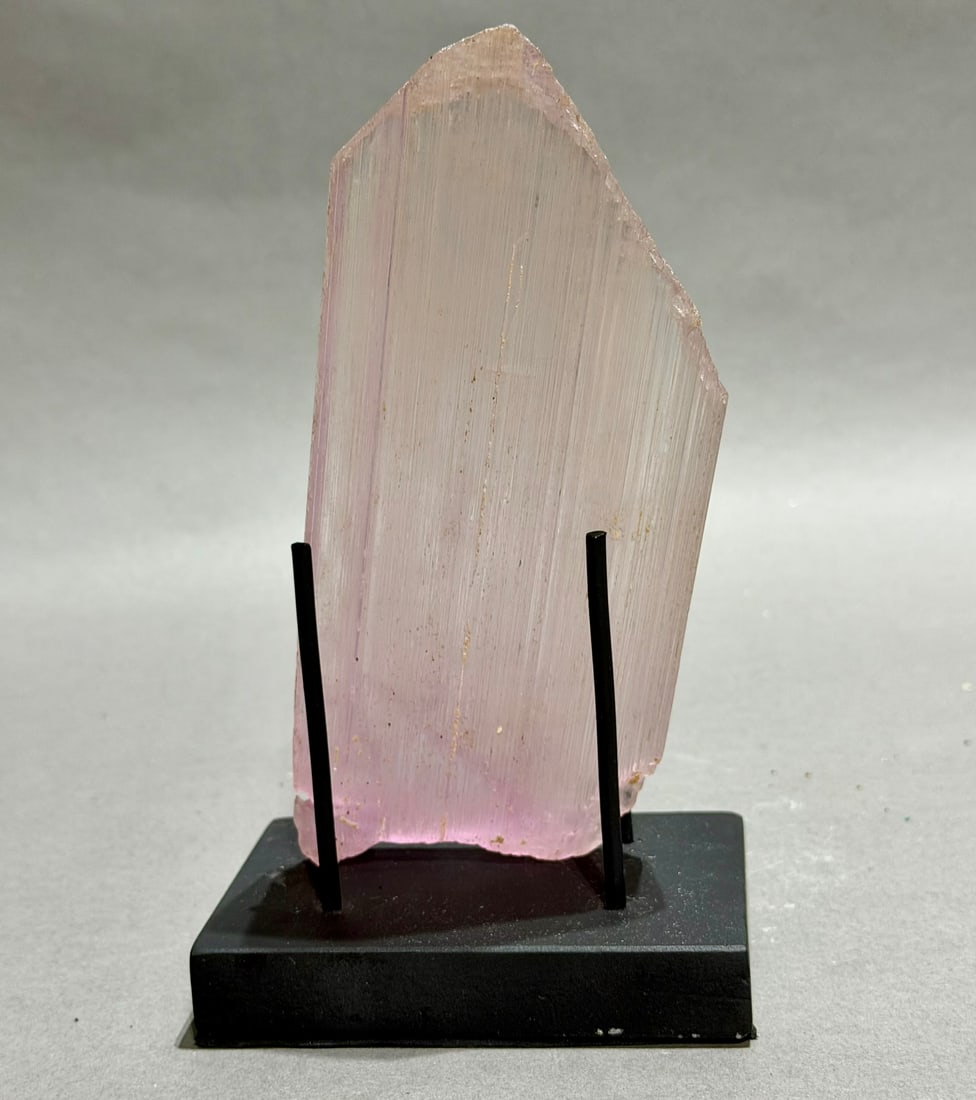 Rare Terminated Kunzite Crystal: Rare terminated kunzite crystal from Afghanistan. 6.75" x 3" x .3". .94 pounds.