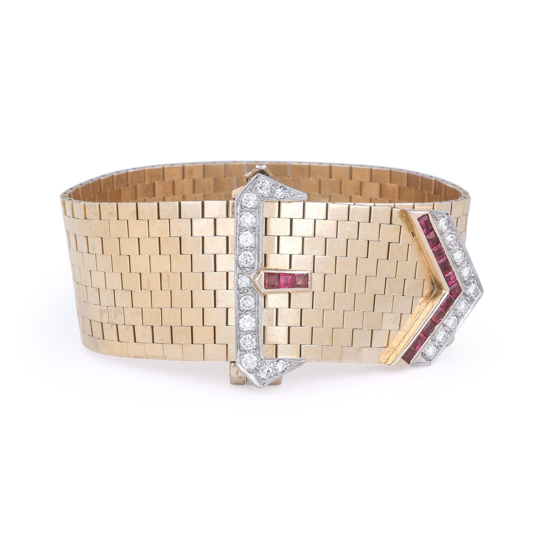 14K Rose Gold Diamond Belt Buckle Bracelet (1 of 1)