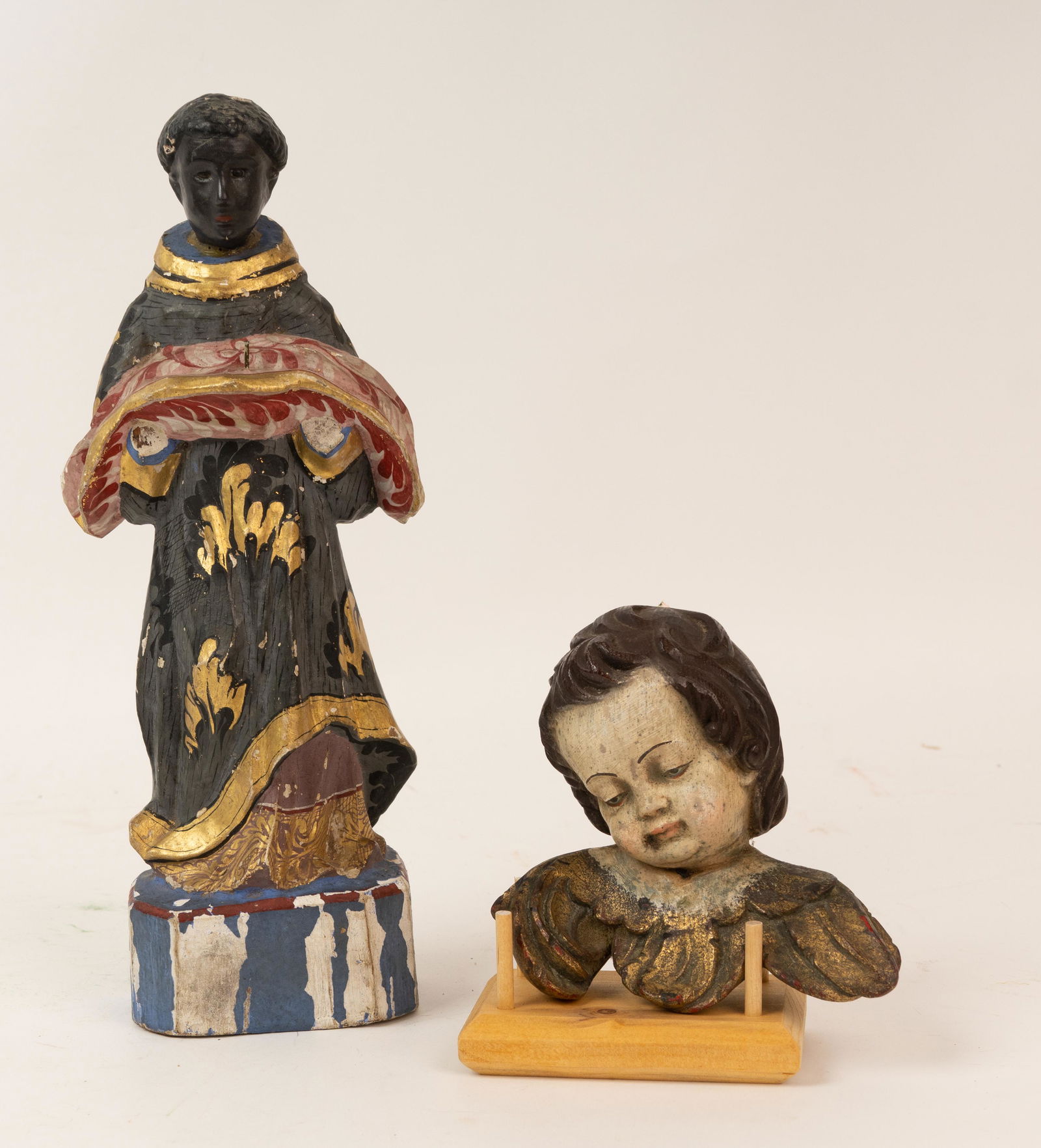 Lot of Two Early Antique Polychrome Figures. (1 of 11)